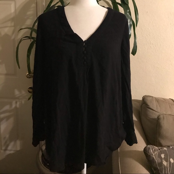 Black Button Down Top - Picture 1 of 3